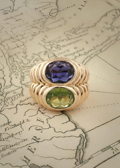 Bvlgari, 18K Gold Peridot Iolite "Doppio" Ring Bvlgari