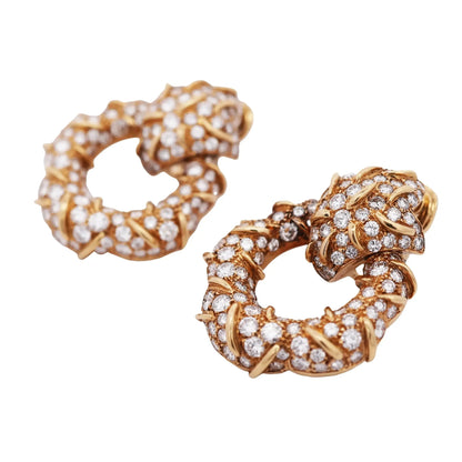 18K Gold Diamond Hoop Earrings Lueur Jewelry