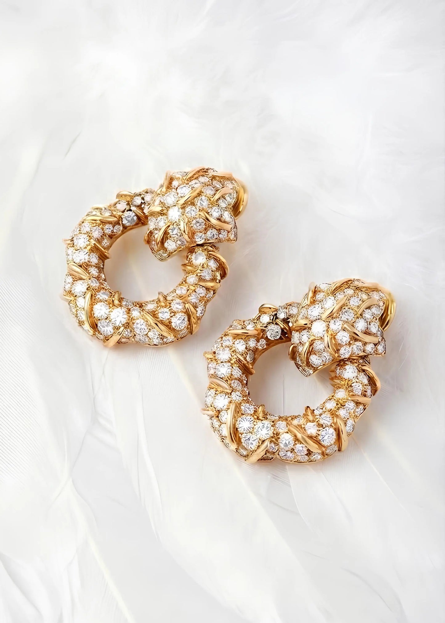 18K Gold Diamond Hoop Earrings Lueur Jewelry