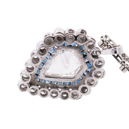 Art Deco Platinum Sapphire 2.61ct Diamond Pendant Necklace, GIA Lueur Jewelry