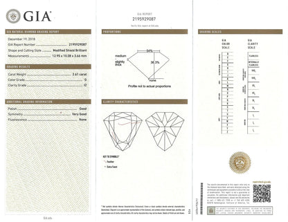 Art Deco Platinum Sapphire 2.61ct Diamond Pendant Necklace, GIA Lueur Jewelry