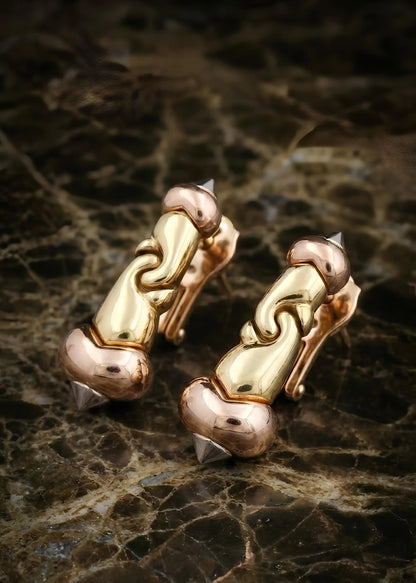 Bvlgari, 18K Tri-color Gold Earrings Bvlgari