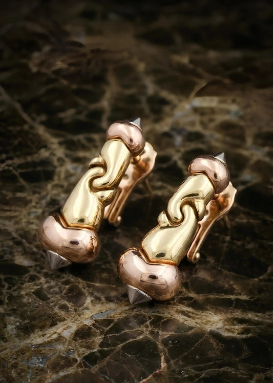 Bvlgari, 18K Tri-color Gold Earrings Bvlgari