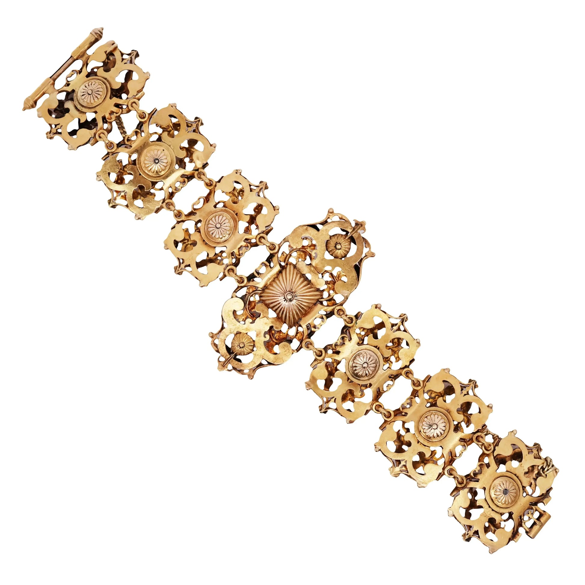 Antique 14K Gold Enamel Diamond Bracelet Lueur Jewelry