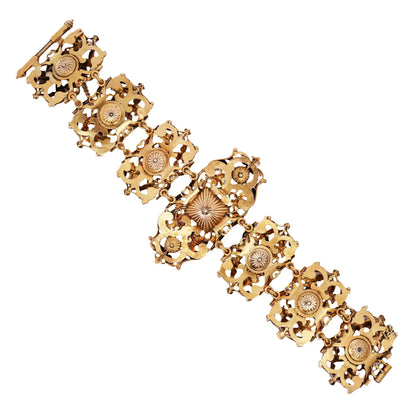 Antique 14K Gold Enamel Diamond Bracelet Lueur Jewelry