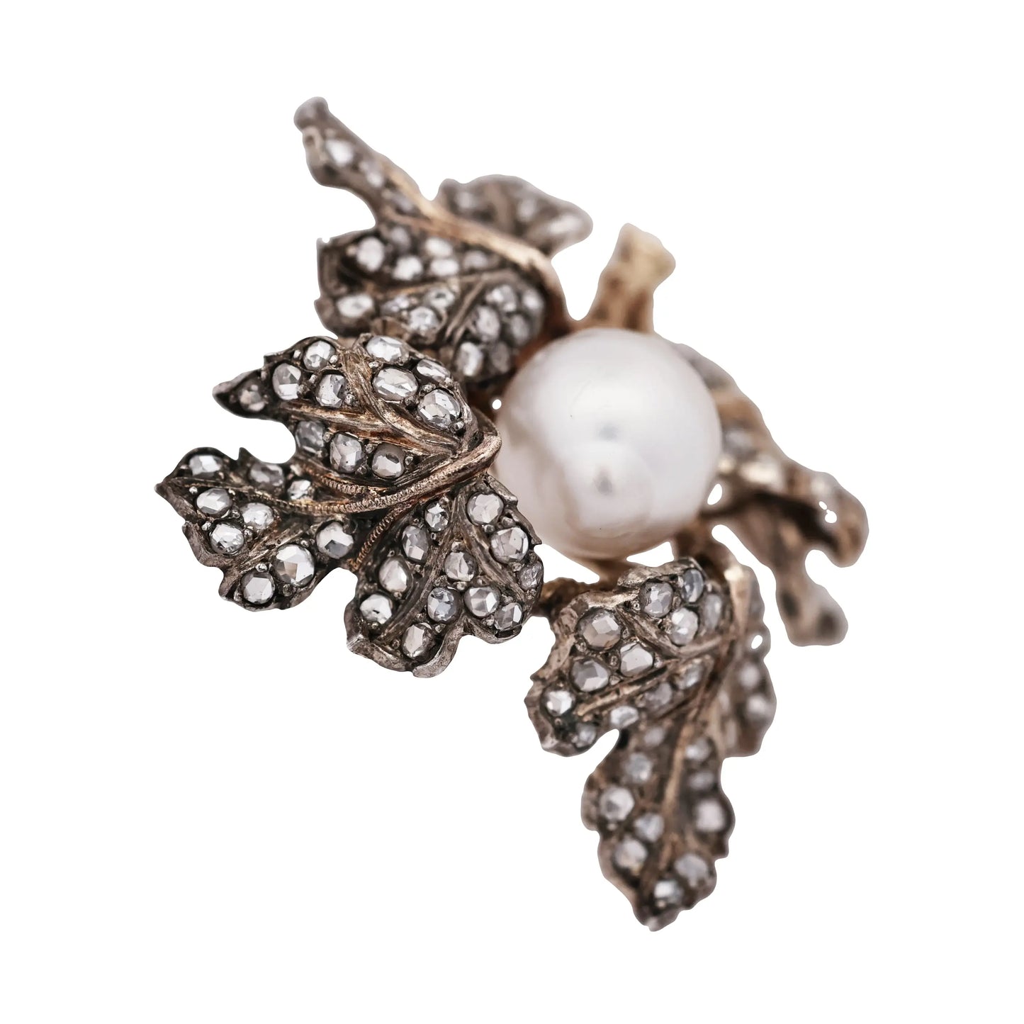 Buccellati, Silver-top-Gold Diamond Pearl Brooch Buccellati