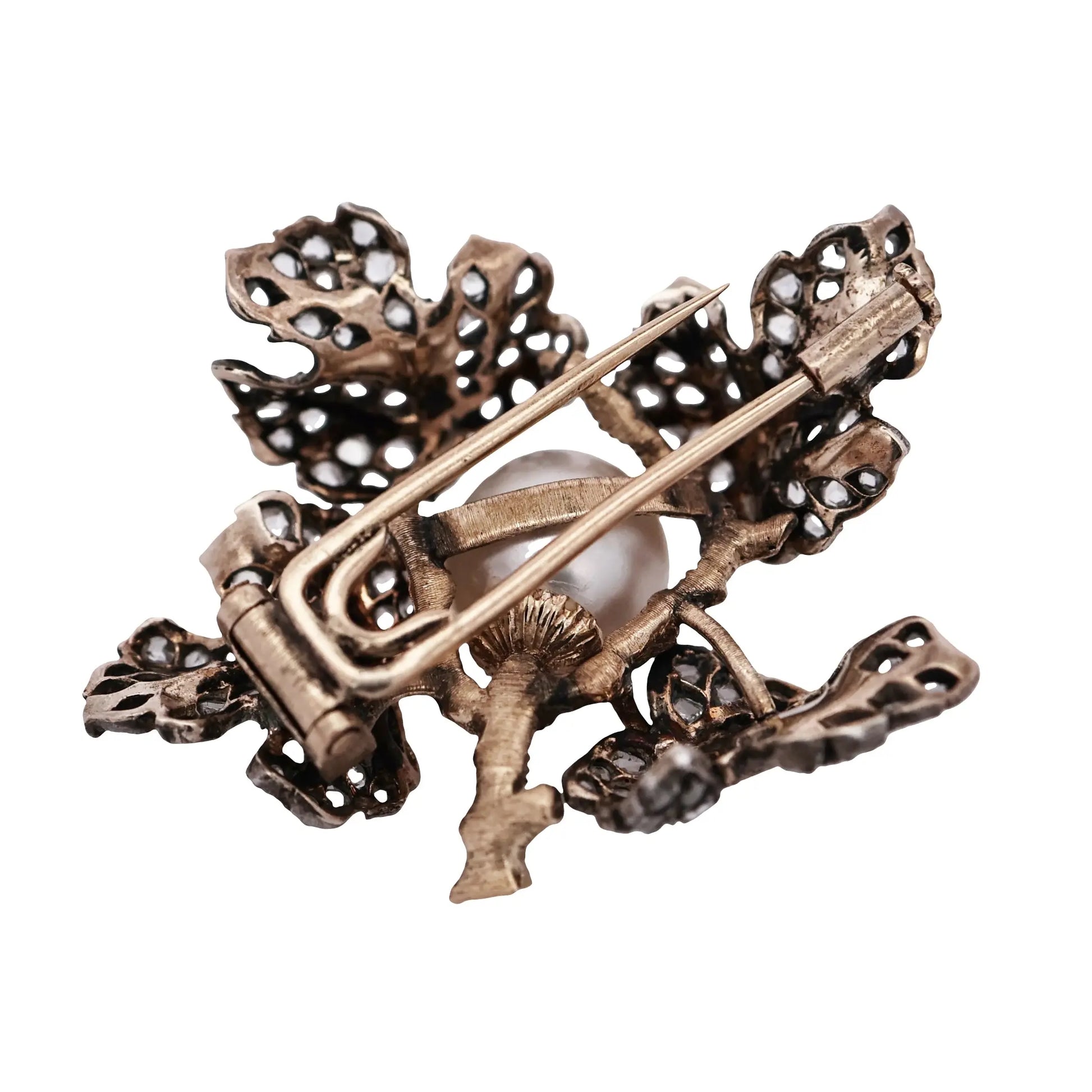 Buccellati, Silver-top-Gold Diamond Pearl Brooch Buccellati