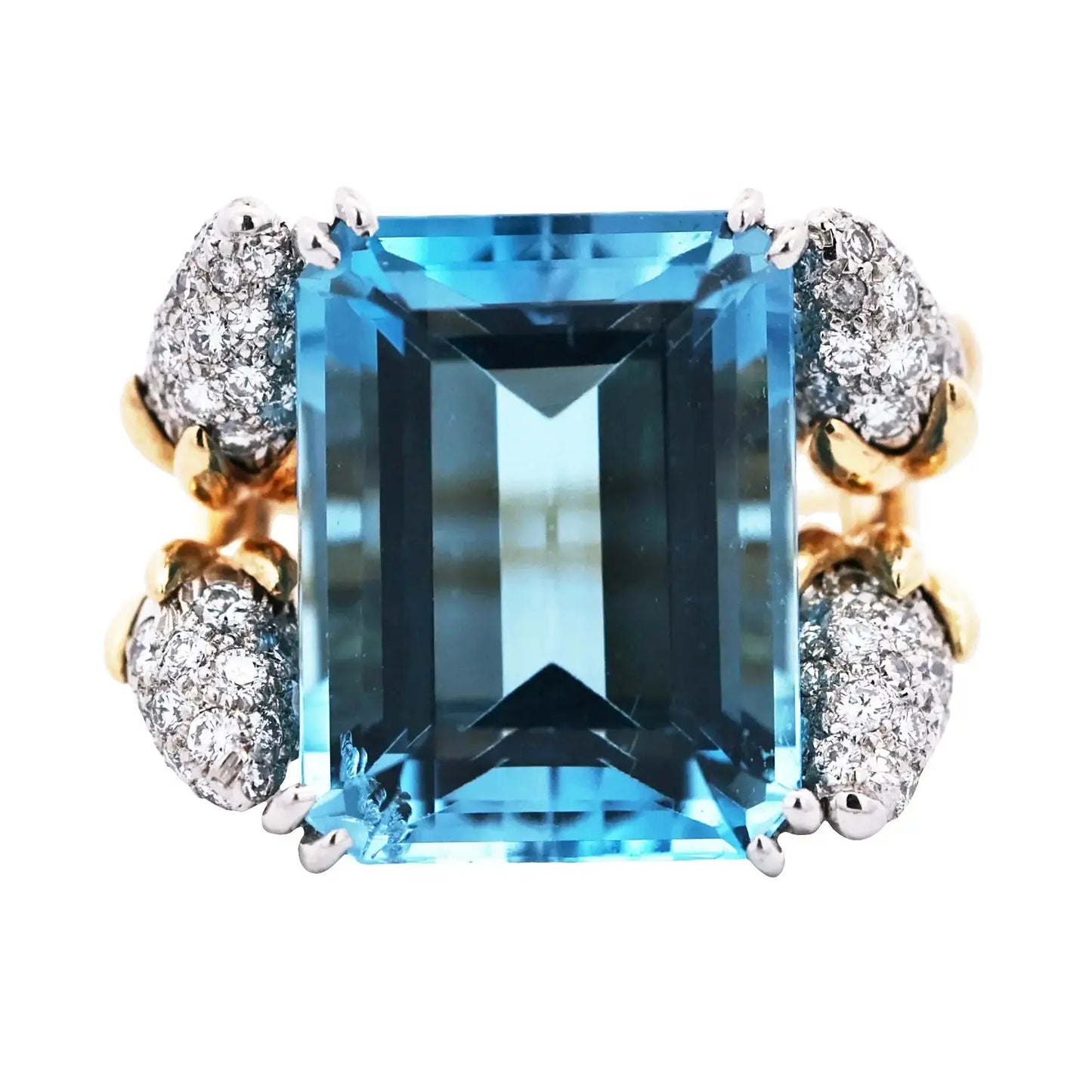 Tiffany Schlumberger, 18K Gold Aquamarine Diamond Ring Tiffany