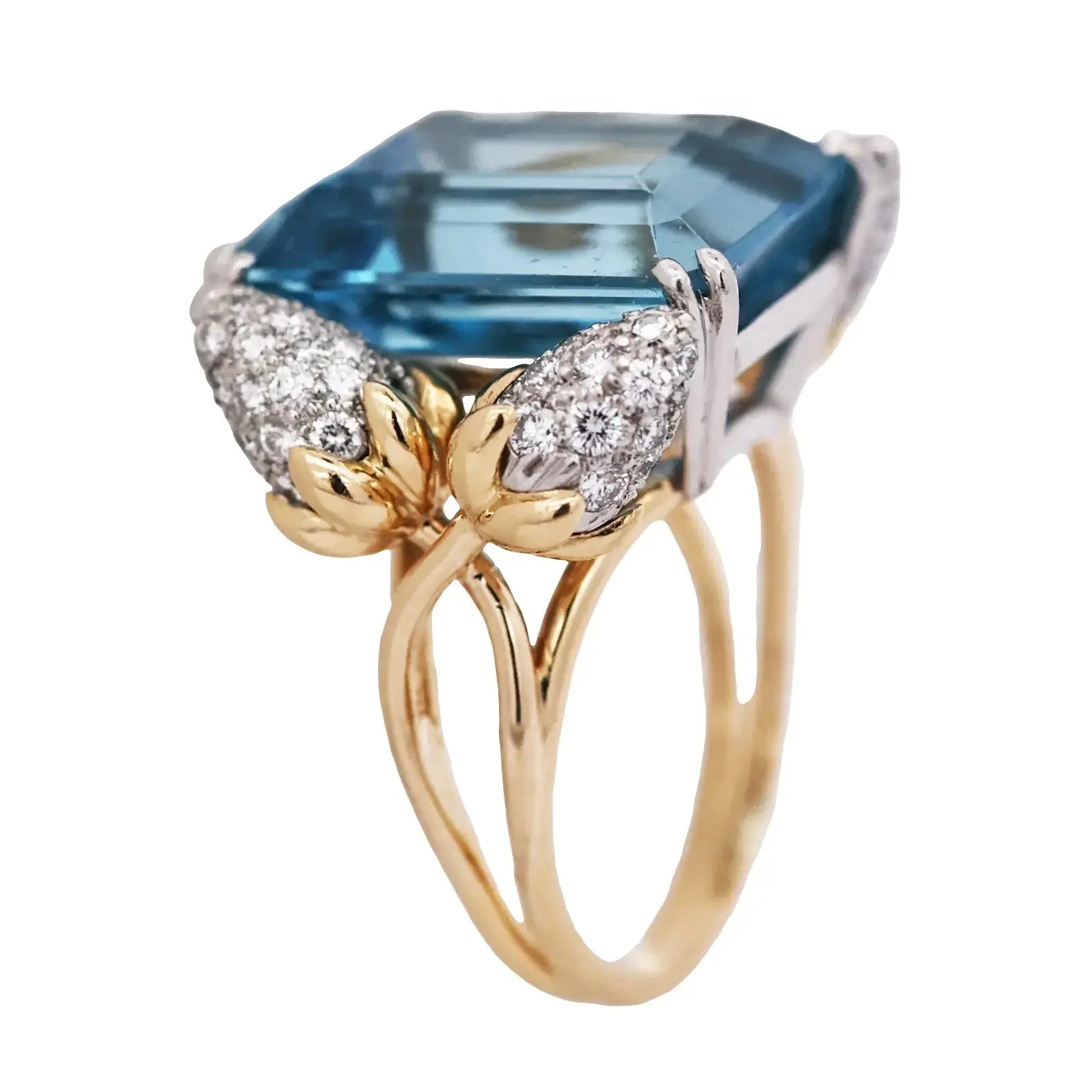Tiffany Schlumberger, 18K Gold Aquamarine Diamond Ring Tiffany