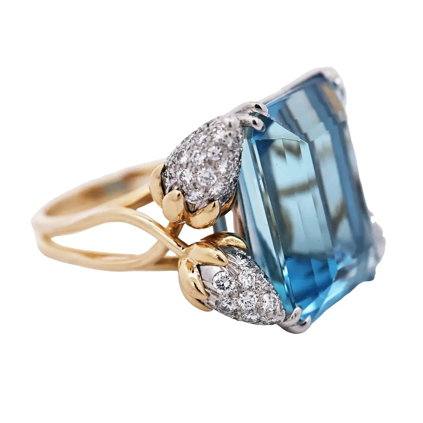 Tiffany Schlumberger, 18K Gold Aquamarine Diamond Ring Tiffany