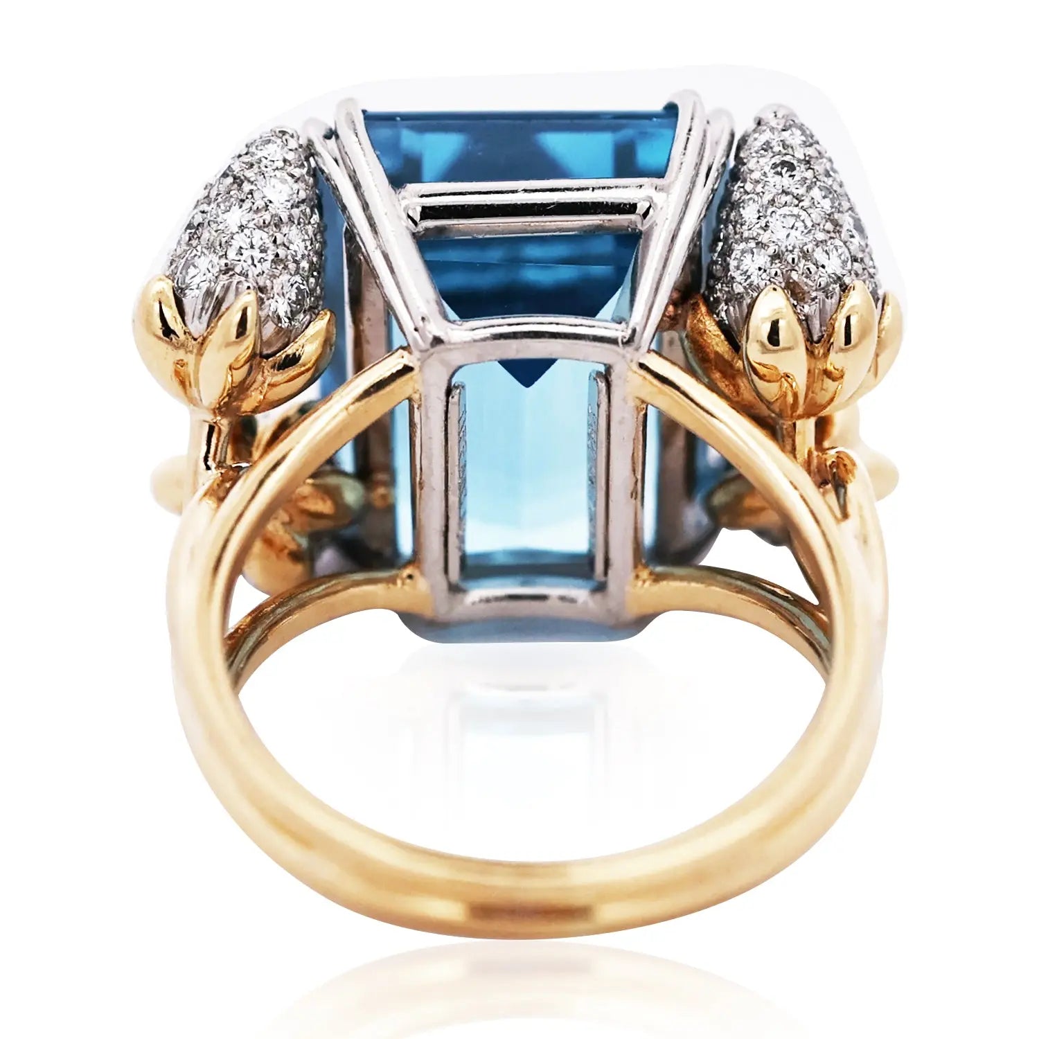 Tiffany Schlumberger, 18K Gold Aquamarine Diamond Ring Tiffany