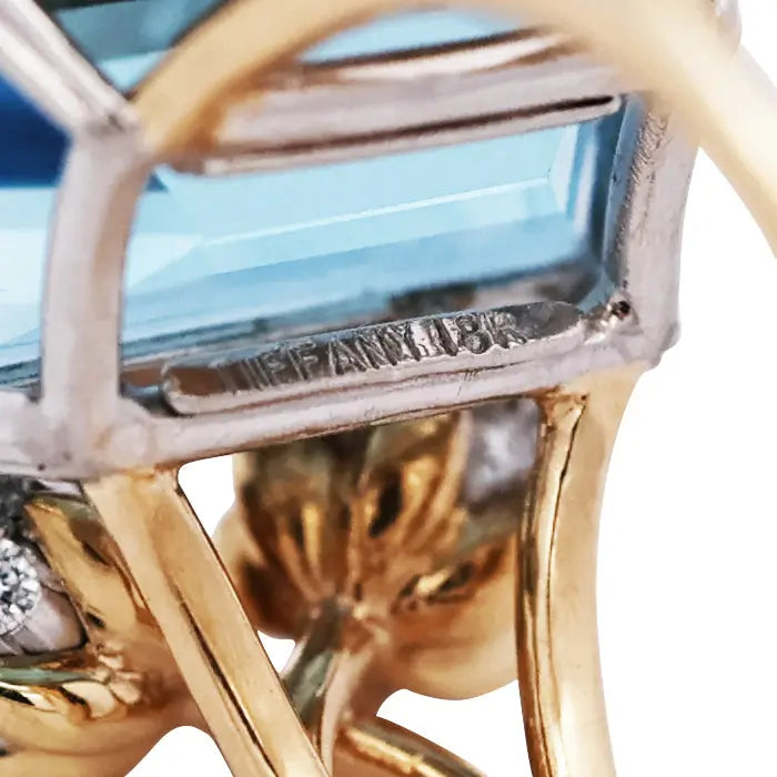 Tiffany Schlumberger, 18K Gold Aquamarine Diamond Ring Tiffany
