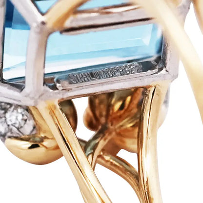 Tiffany Schlumberger, 18K Gold Aquamarine Diamond Ring Tiffany