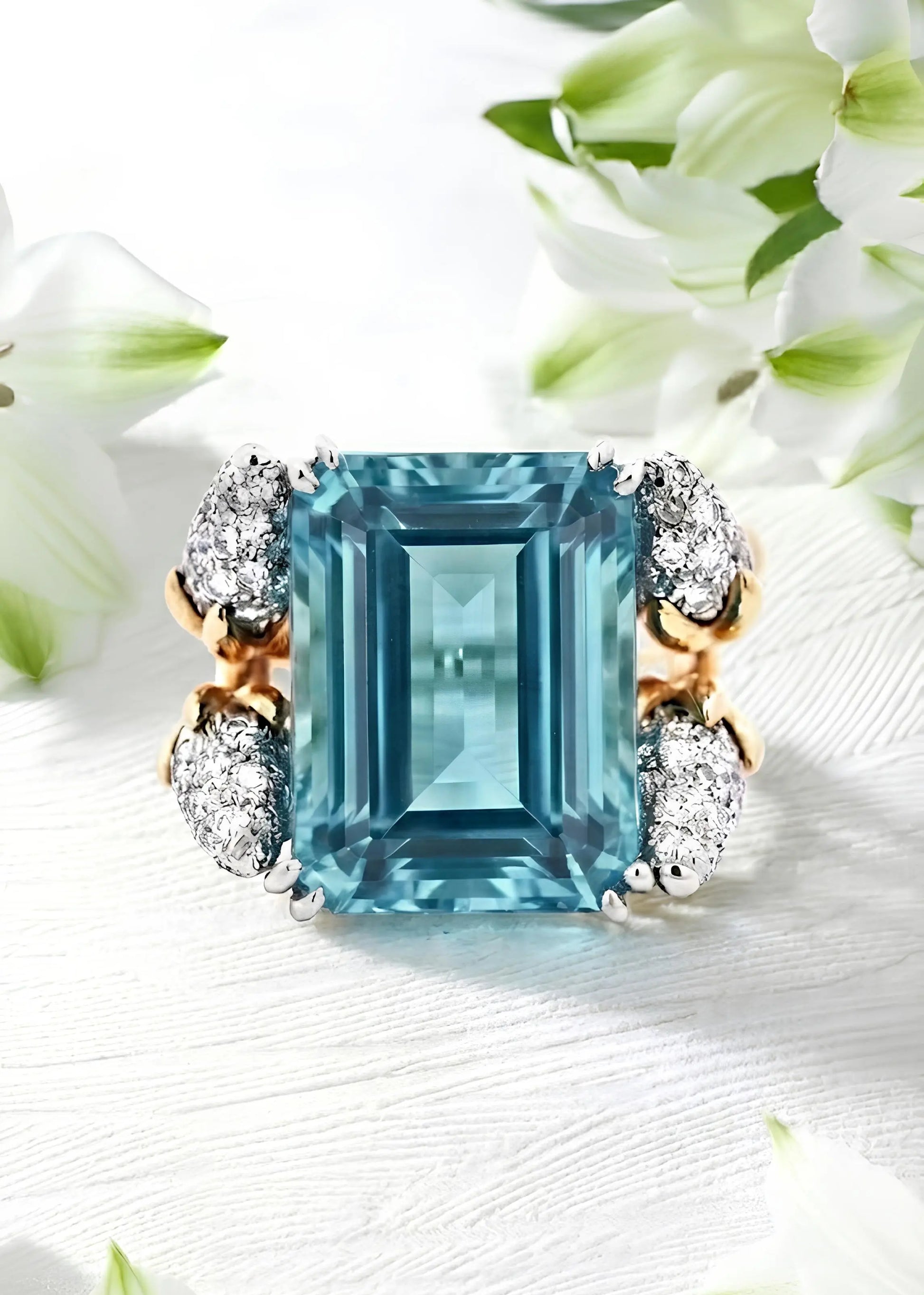 Tiffany Schlumberger, 18K Gold Aquamarine Diamond Ring Tiffany