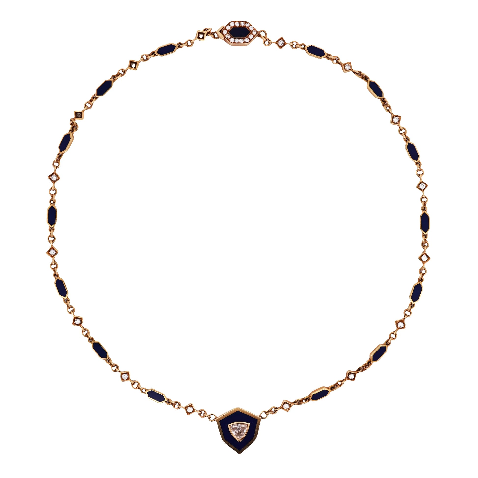 18K Gold Lapis Lazuli Diamond Necklace Lueur Jewelry
