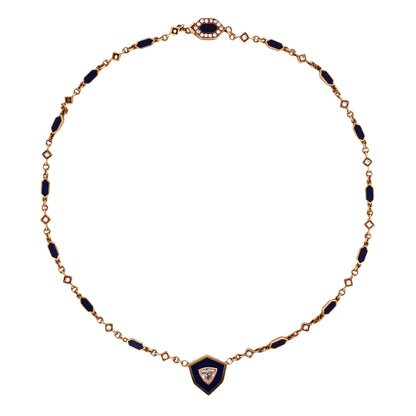 18K Gold Lapis Lazuli Diamond Necklace Lueur Jewelry