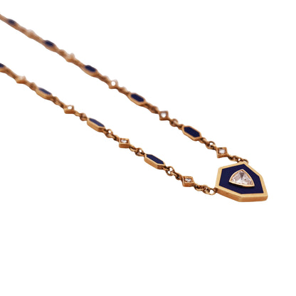 18K Gold Lapis Lazuli Diamond Necklace Lueur Jewelry