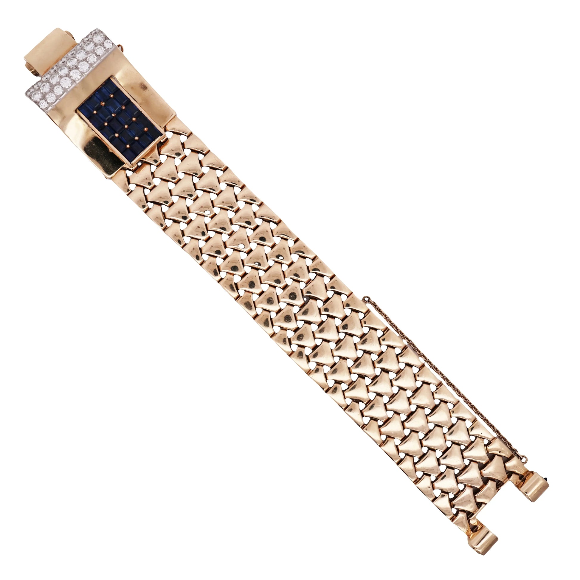 Osterg, 18K Gold Sapphire Diamond Bracelet Osterg