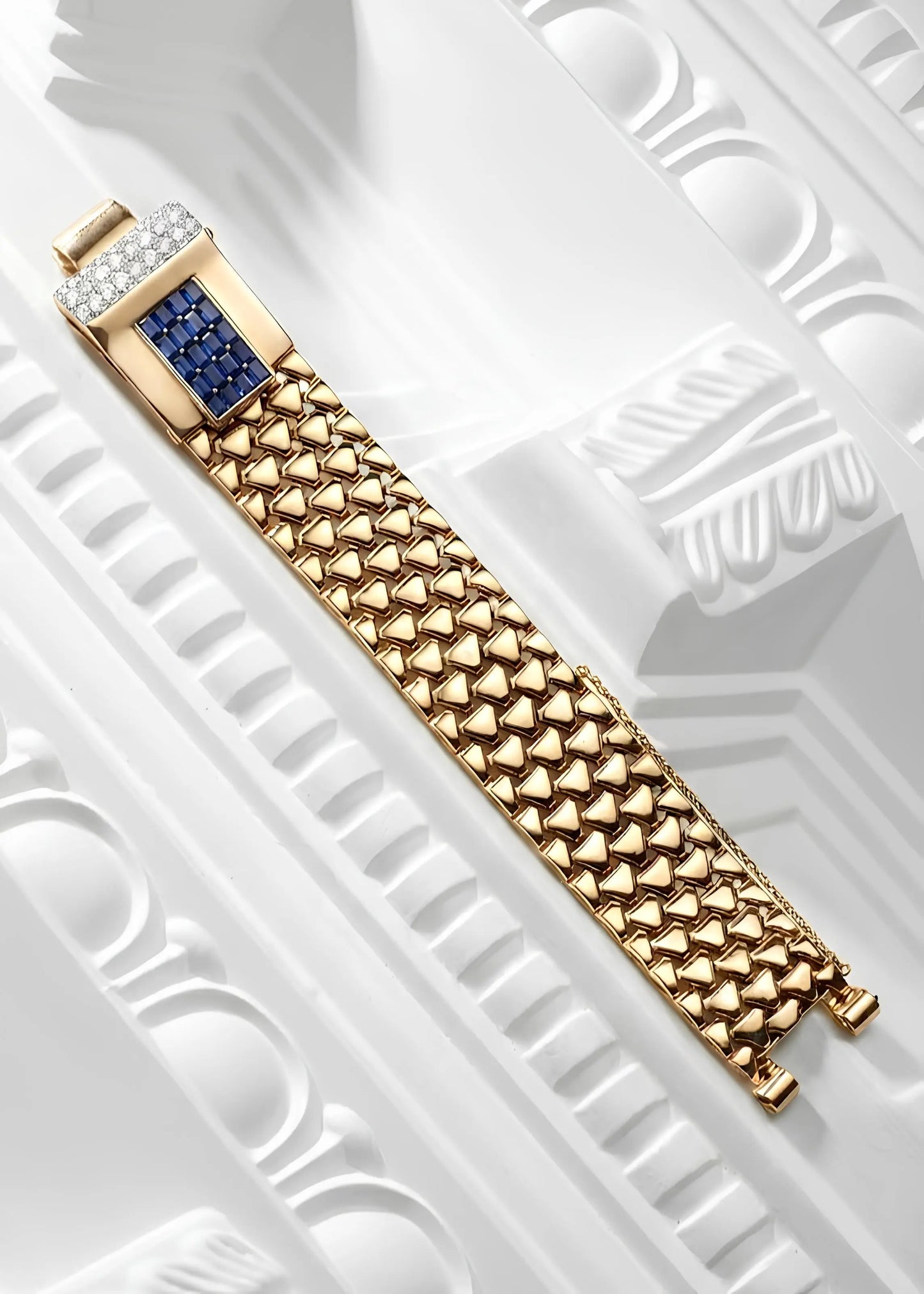 Osterg, 18K Gold Sapphire Diamond Bracelet Osterg