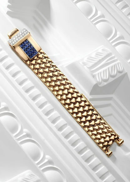 Osterg, 18K Gold Sapphire Diamond Bracelet Osterg