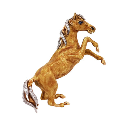 Tiffany, 18K Gold Enamel Horse Brooch Tiffany