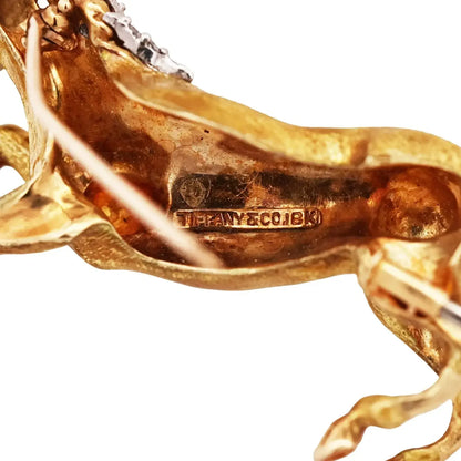 Tiffany, 18K Gold Enamel Horse Brooch Tiffany