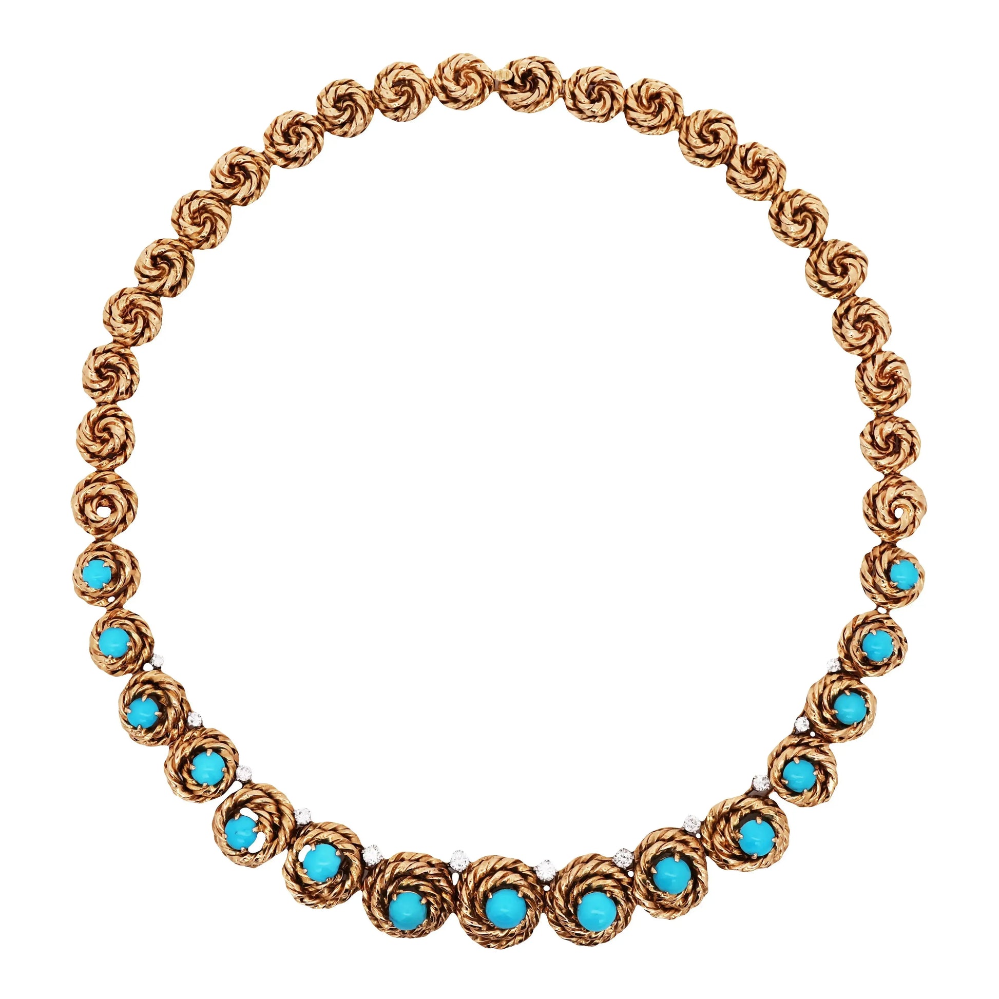 Van Cleef & Arpels, 18K Gold Turquoise Diamond Necklace VCA