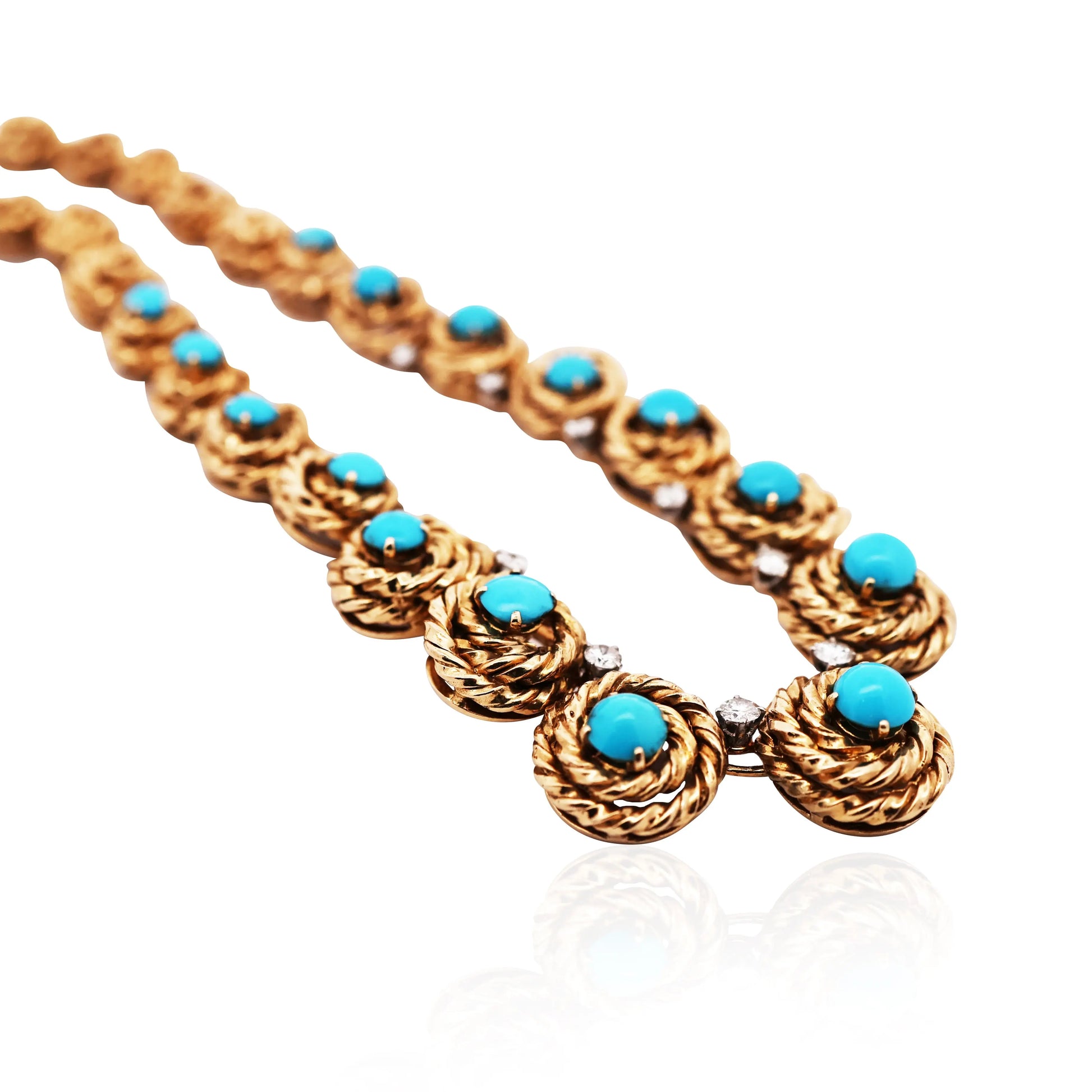 Van Cleef & Arpels, 18K Gold Turquoise Diamond Necklace VCA