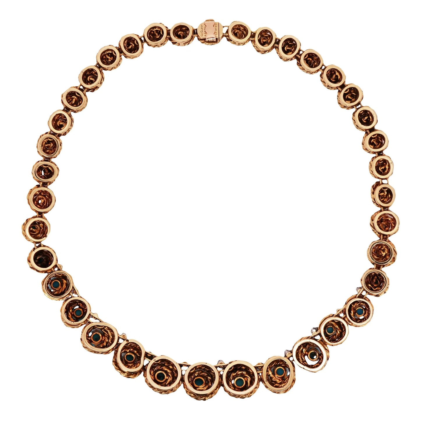 Van Cleef & Arpels, 18K Gold Turquoise Diamond Necklace VCA