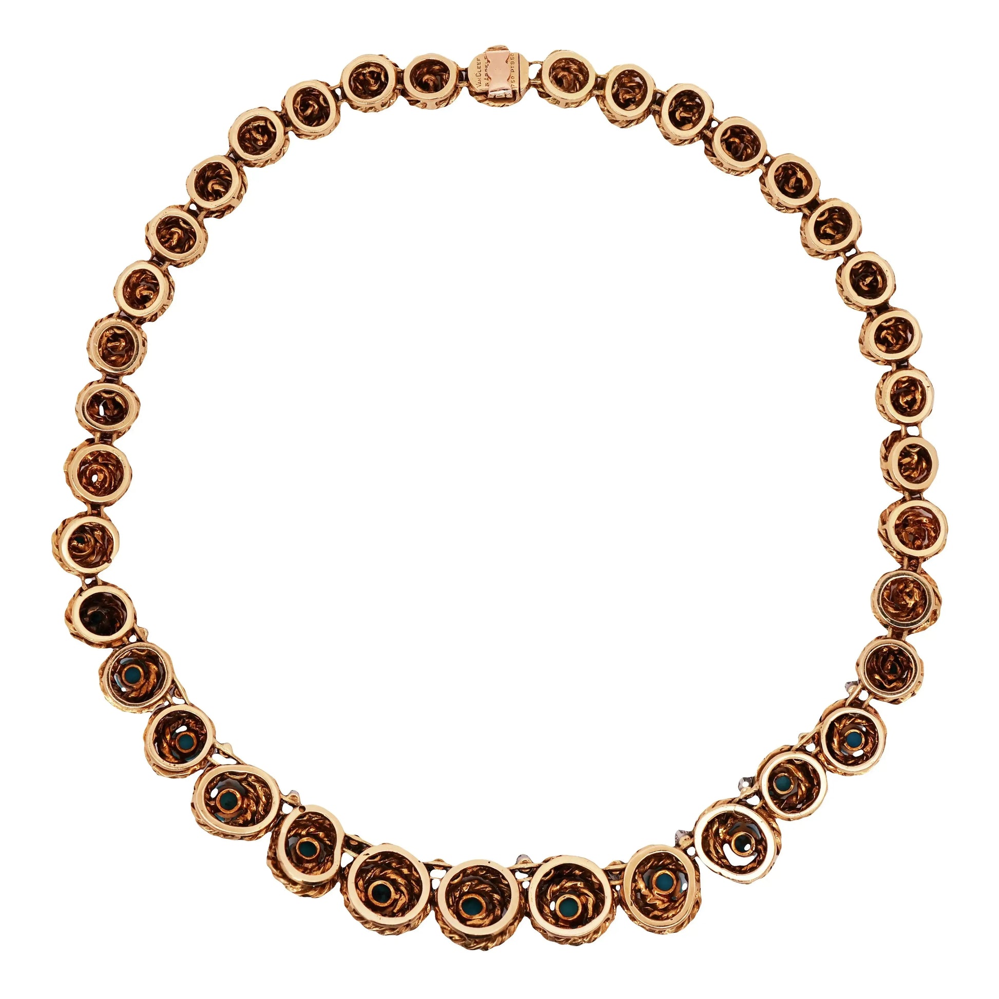 Van Cleef & Arpels, 18K Gold Turquoise Diamond Necklace VCA