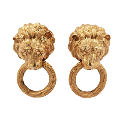 Van Cleef & Arpels, 18K Gold Lion Earrings VCA
