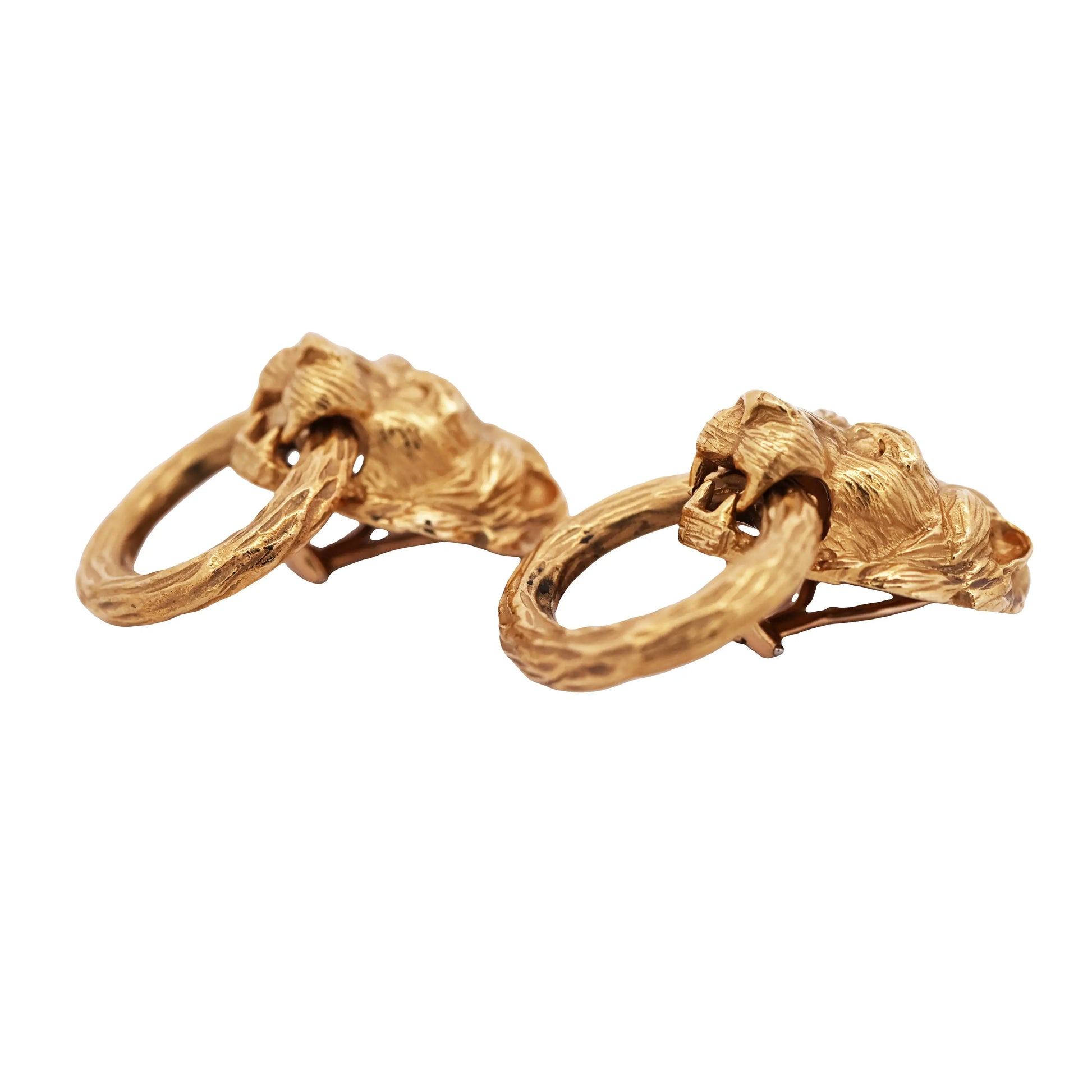 Van Cleef & Arpels, 18K Gold Lion Earrings VCA