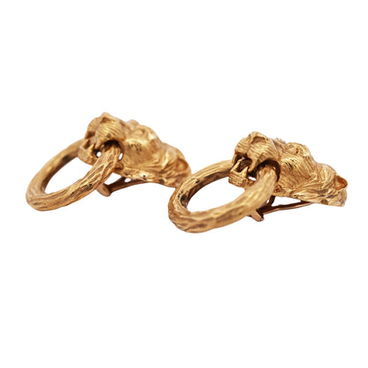 Van Cleef & Arpels, 18K Gold Lion Earrings VCA
