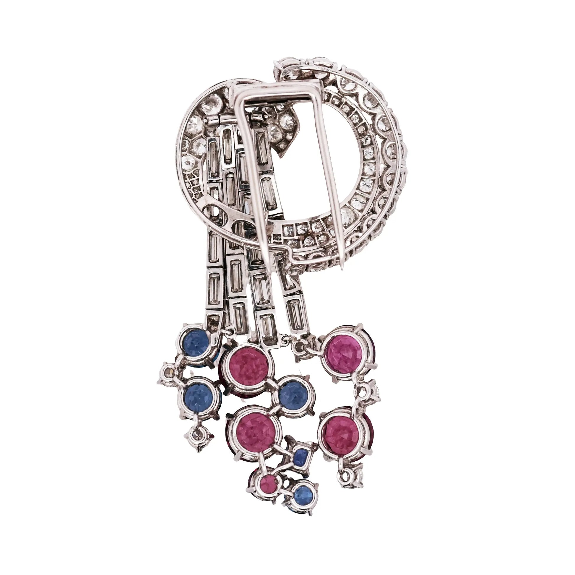 Cartier, Platinum Sapphire Garnet Diamond Brooch Cartier