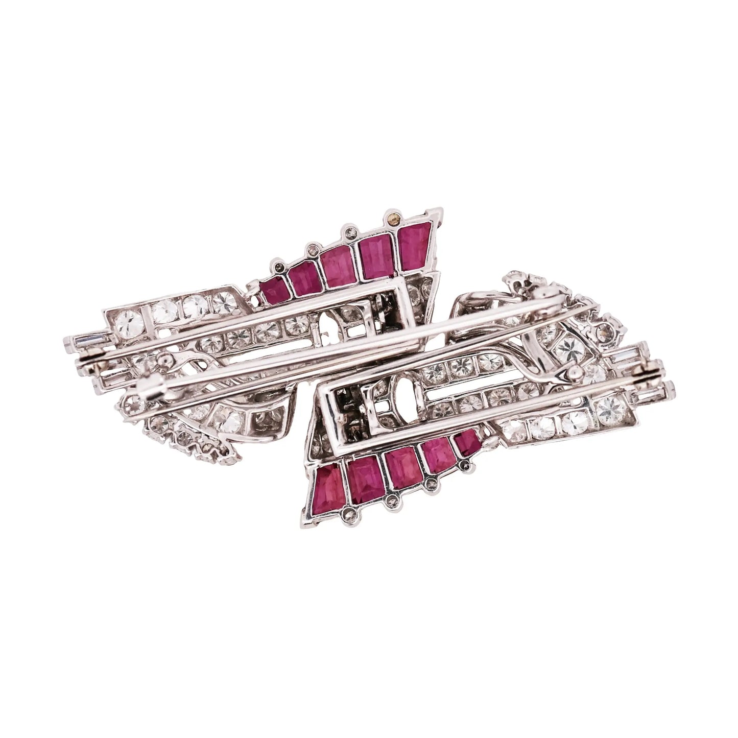 Oscar Heyman, Platinum Ruby Diamond Brooch Oscar Heyman