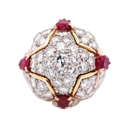 18K Gold Ruby Diamond Ring Lueur Jewelry