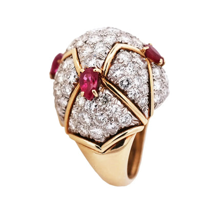 18K Gold Ruby Diamond Ring Lueur Jewelry