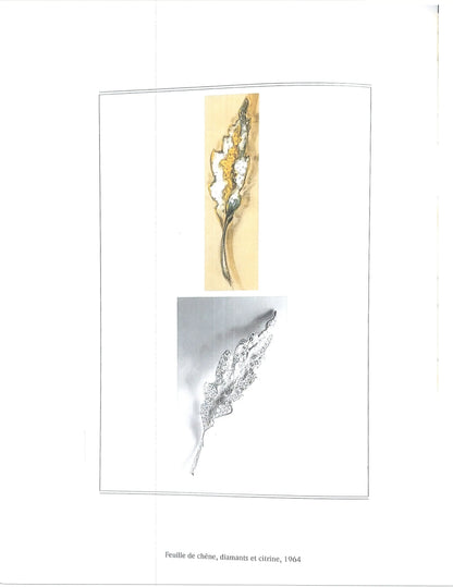 Sterle, Platinum 18K Gold Yellow Diamond Diamond Feather Brooch Sterle