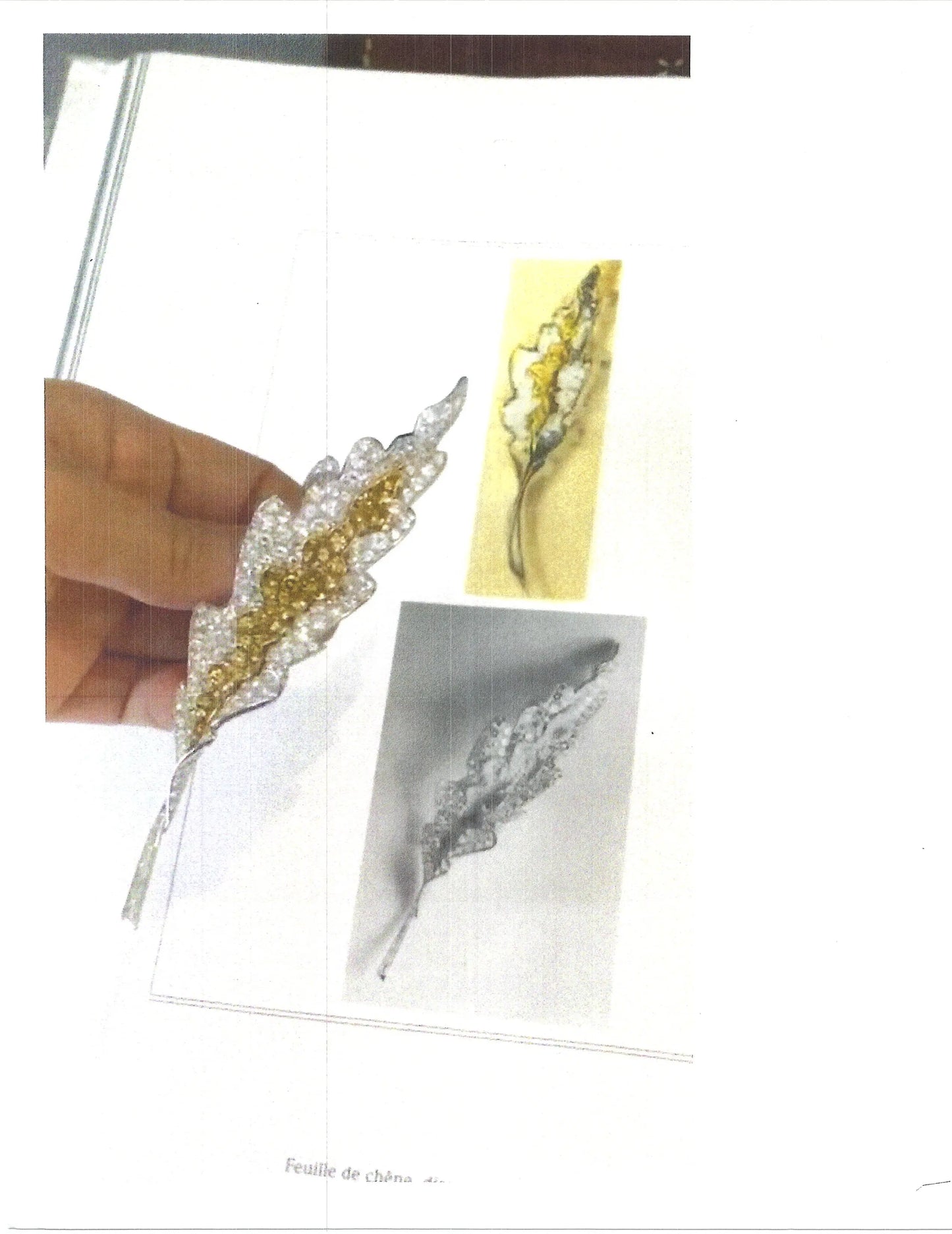 Sterle, Platinum 18K Gold Yellow Diamond Diamond Feather Brooch Sterle