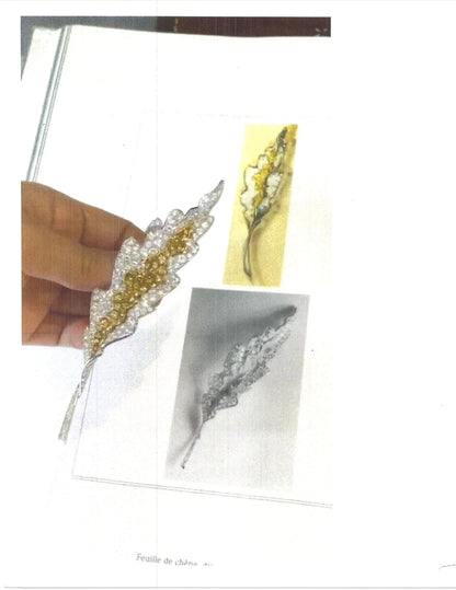 Sterle, Platinum 18K Gold Yellow Diamond Diamond Feather Brooch Sterle