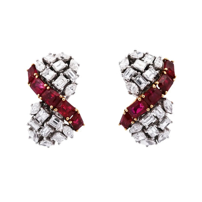 18K Gold Ruby Diamond Earrings Lueur Jewelry
