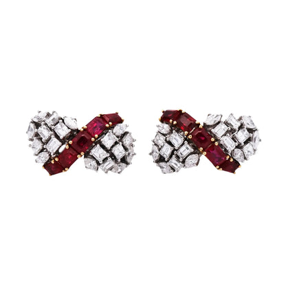 18K Gold Ruby Diamond Earrings Lueur Jewelry