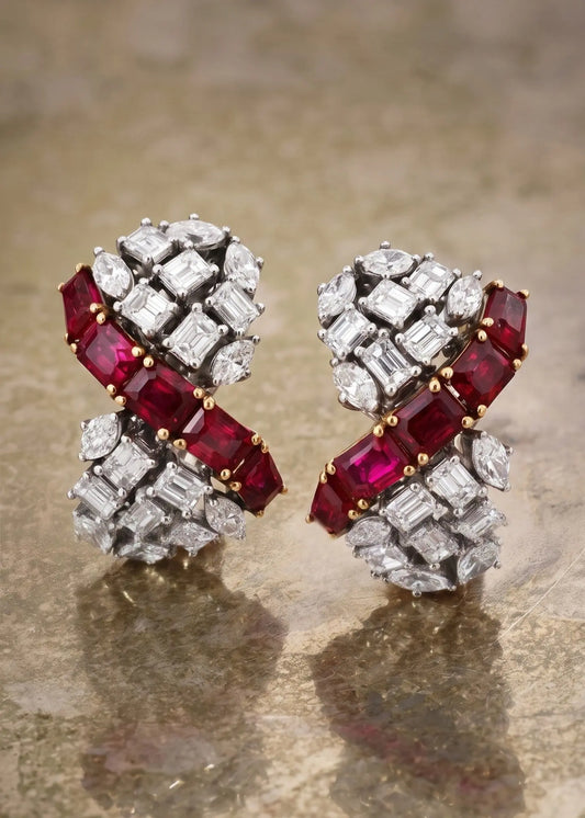 18K Gold Ruby Diamond Earrings Lueur Jewelry