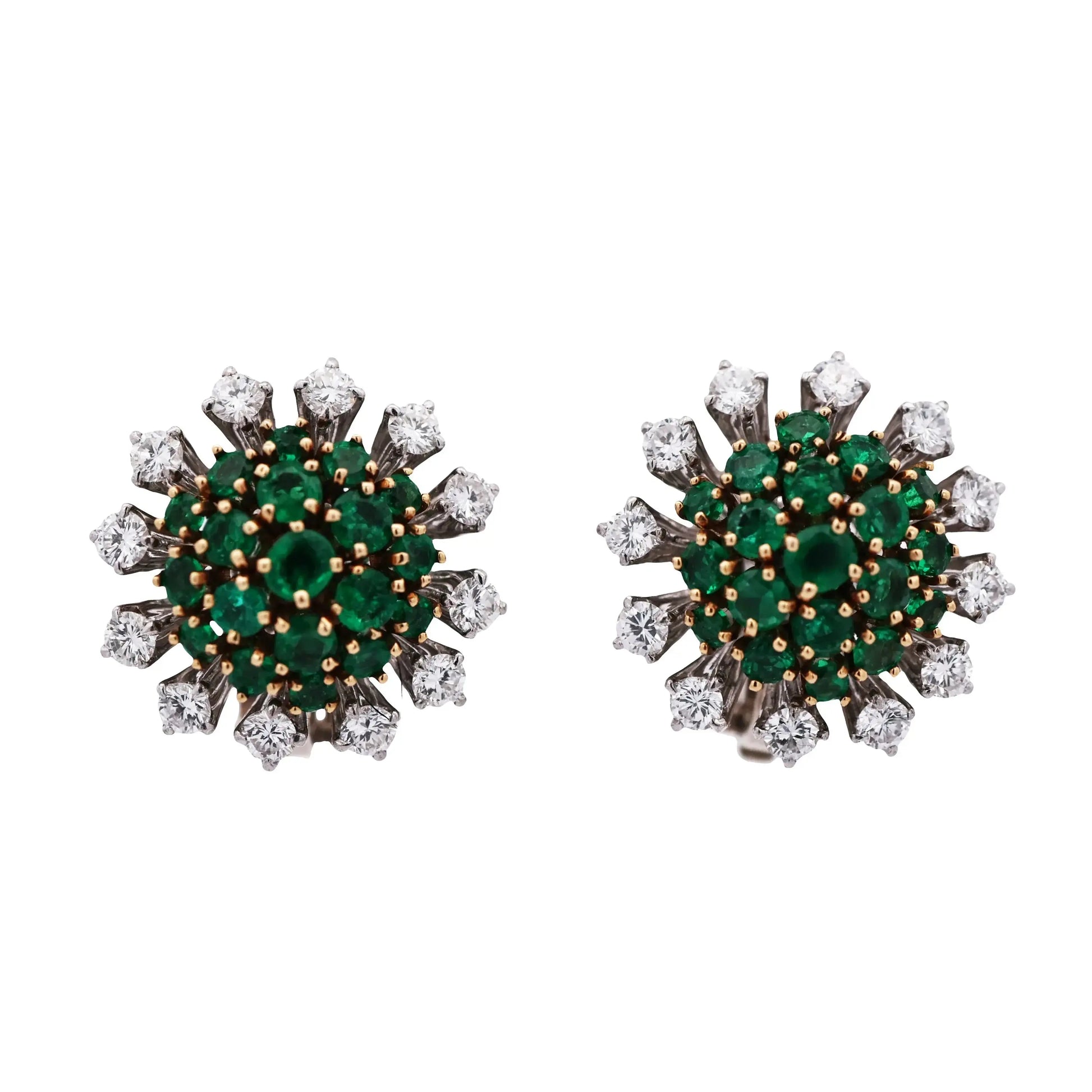 18K Gold Emerald Diamond Earrings Lueur Jewelry