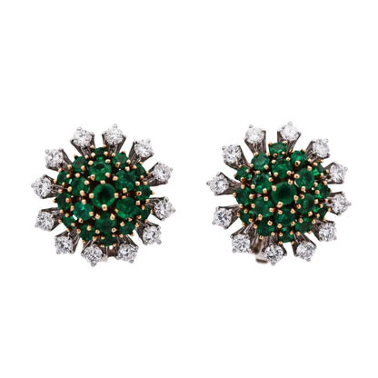 18K Gold Emerald Diamond Earrings Lueur Jewelry