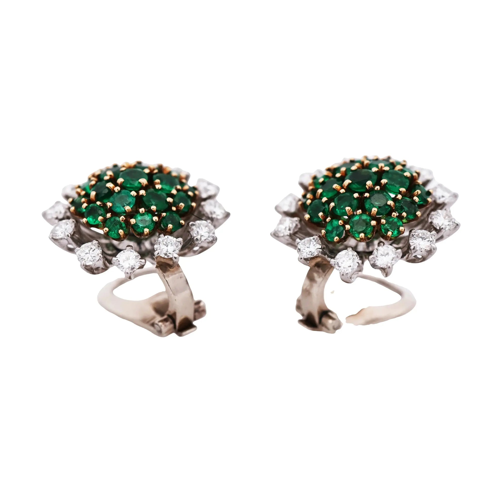 18K Gold Emerald Diamond Earrings Lueur Jewelry