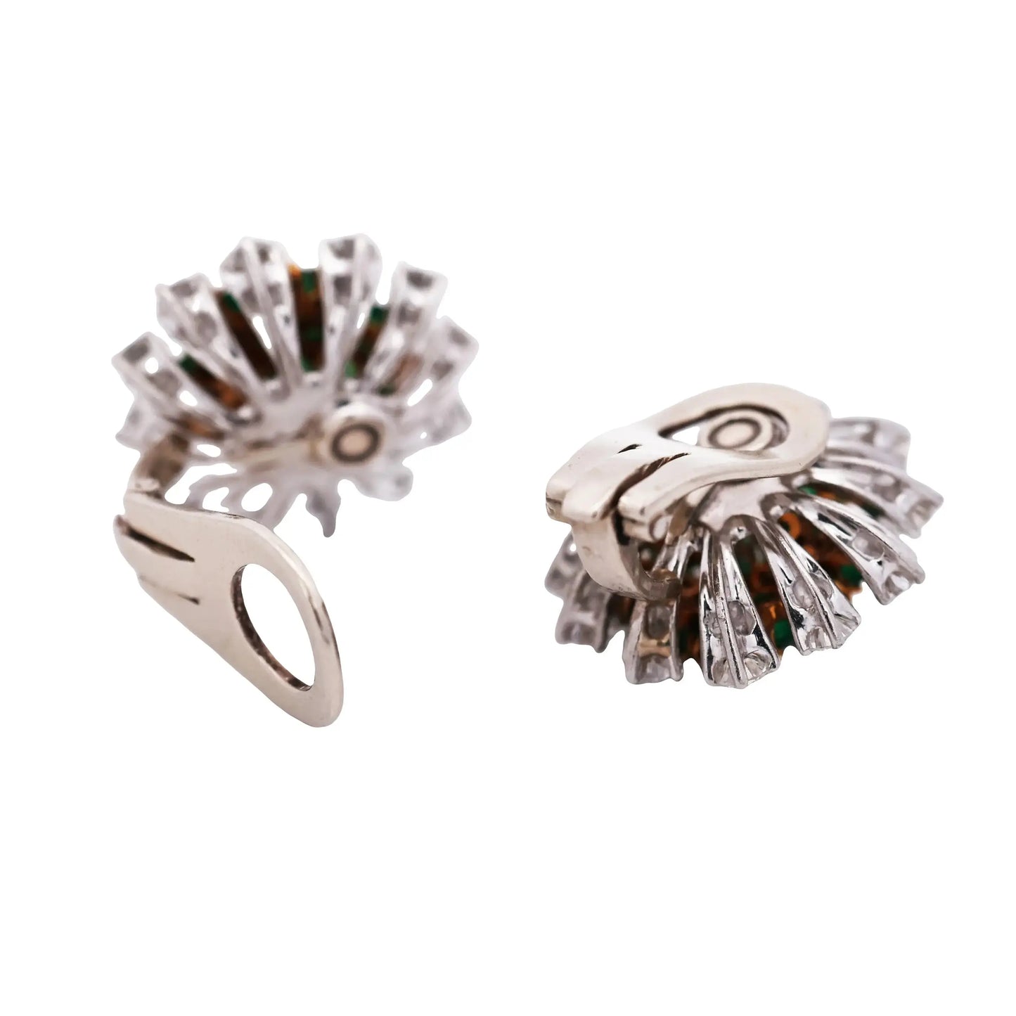 18K Gold Emerald Diamond Earrings Lueur Jewelry