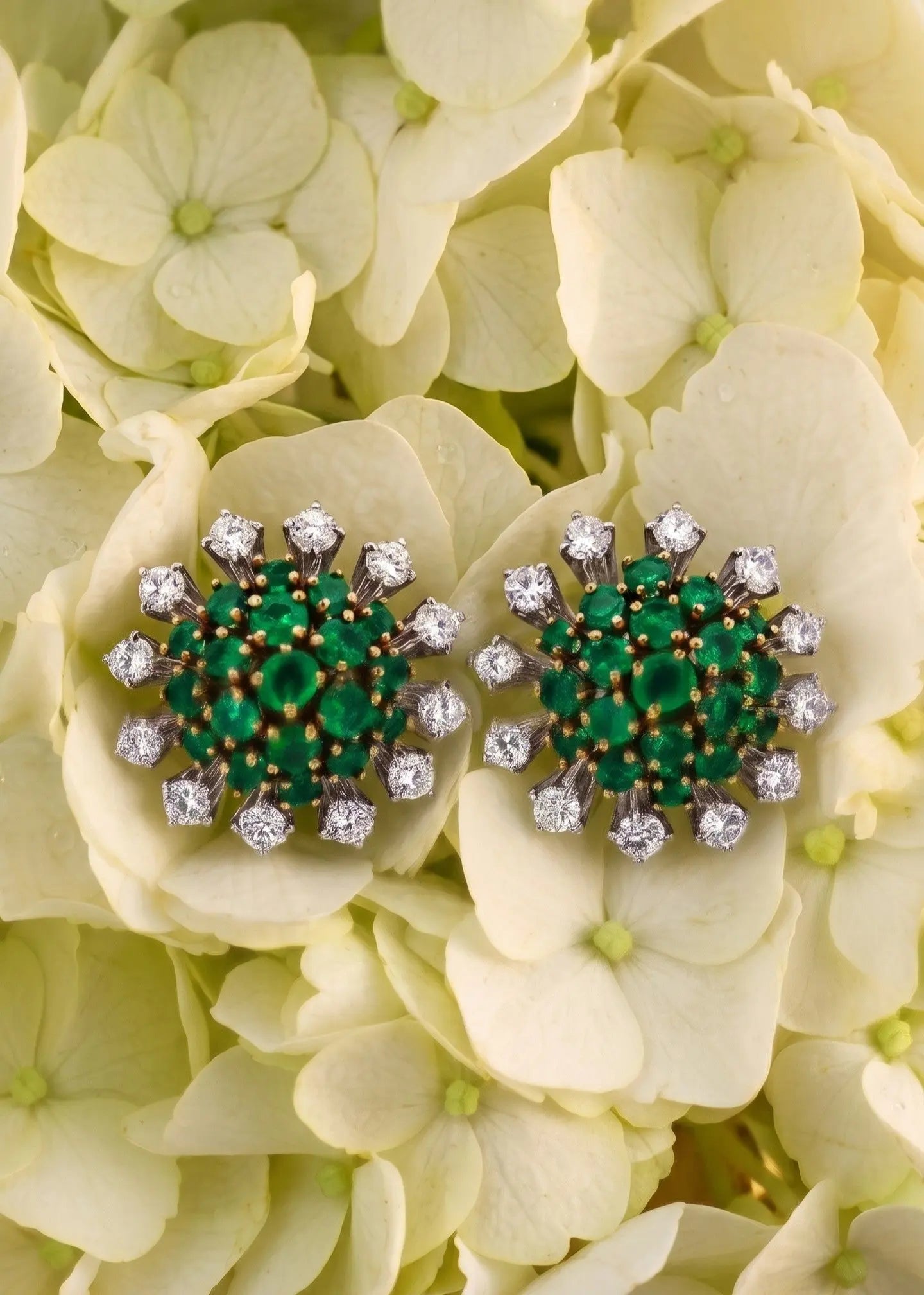 18K Gold Emerald Diamond Earrings Lueur Jewelry