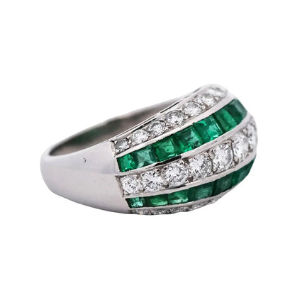 Oscar Heyman, Platinum Emerald Diamond Ring, Certificate Oscar Heyman
