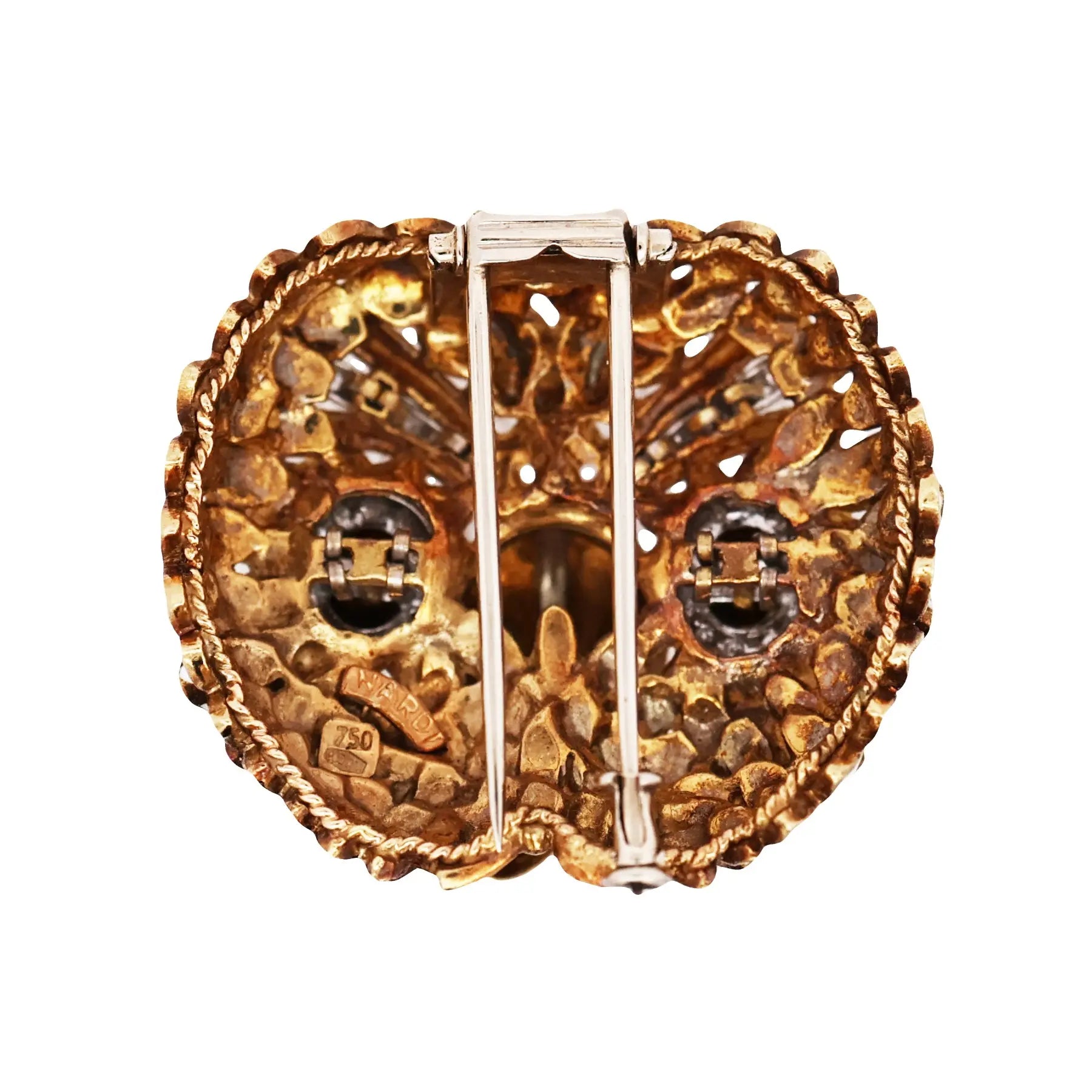 Nardi, 18K Gold Enamel Diamond Owl Brooch Nardi